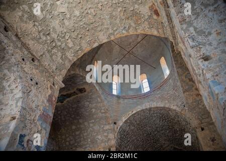 Dans l'église Sainte-Sophie, médiévale 'byzantin de Mystras' de Castletown, près de la ville de Sparte, Laconie, Péloponnèse. Banque D'Images