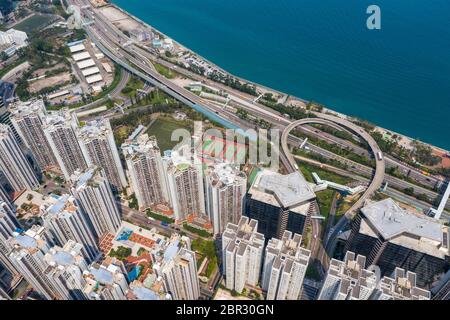 Tai Koo, Hong Kong 19 mars 2019 : vue aérienne de la ville de Hong Kong Banque D'Images