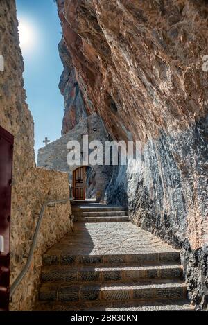 Vue intérieure du monastère de Panagia Elona dans les montagnes Parnon à Kynouria Banque D'Images