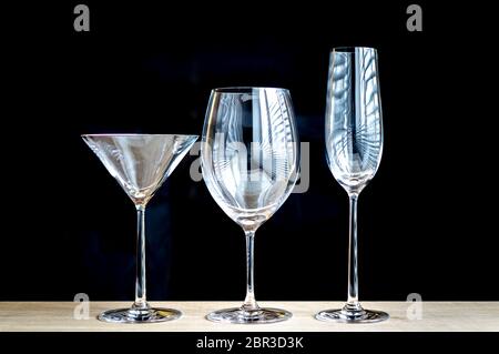 Différents types de verres à vin Banque D'Images