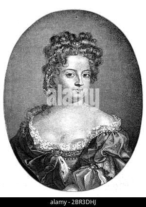 Sophie Charlotte Duchess de Brunswick et Lüneburg, Princesse de Hanovre, 30 octobre 1668 - 1 février 1705, était la seule fille de Sophia de Hanovre et Ernst August de Brunswick-Lüneburg, qui devint plus tard le premier électeur de Hanovre / Sophie Charlotte Herzogin von Braunschweig und Lüneburg, Prinzessin von Hannover, 30. Oktober 1668 - 1. Février 1705, war die einzige Tochter von Sophie von der Pfalz und Ernst August von Braunschweig-Lüneburg, dem späteren ersten Kurürsten von Hannover, Historisch, historique, numérique reproduction améliorée d'un original du 19ème siècle / numérique Banque D'Images