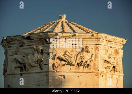 Tour de vents ou d'Aerides sur l'agora romaine, Athènes, Grèce. C'est l'un des principaux monuments d'Athènes. Banque D'Images
