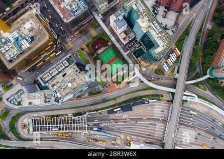 Hung Hom, Hong Kong 21 avril 2019 : vue de dessus du tunnel Cross Harbour à Hong Kong Banque D'Images