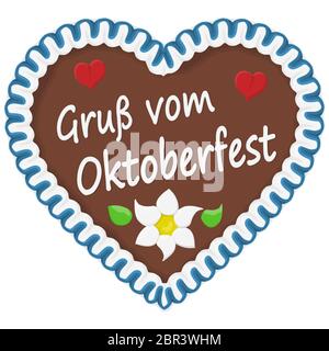 Coeur d'épices illustrée avec texte en allemand pour l'Oktoberfest 2019 2020 Temps Banque D'Images