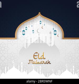 illustration de la mosquée vectorielle eid moubarak Illustration de Vecteur