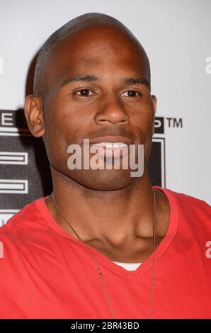 20 mai 2020 : le corps de l'ancienne star de la WWE Shad Gaspard est retrouvé sur Venice Beach. Un sauveteur a rapporté avoir vu une vague que Ã’avait écrasée au-dessus de M. Shad Gaspard et il a été emporté en mer. Photo du dossier : 15 juillet 2013 - Los Angeles, CA - Shad Gaspard. 8e soirée annuelle de lancement des célébrités des étoiles BTE au Playboy Mansion à Los Angeles, CA. (Crédit image : © Birdie Thompson/AdMedia) Banque D'Images