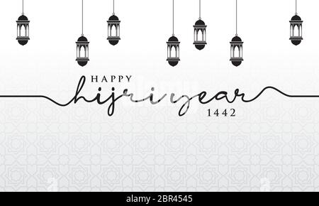 bonne année hijri 1442 islamique de message d'accueil vecteur Illustration de Vecteur