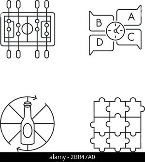 Jeux de fête sympa pixel Perfect icônes linéaires ensemble Illustration de Vecteur