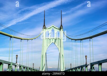 Superbe vue sur le pont Saint-jean à Portland, Oregon Banque D'Images