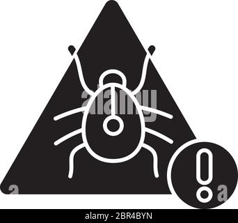 Icône de glyphe noir de virus d'ordinateur Illustration de Vecteur