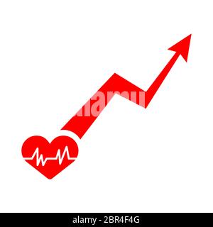 Graphique de croissance de la santé. Graphique de rétablissement de la solidité cœur rouge - symbole de santé Illustration de Vecteur