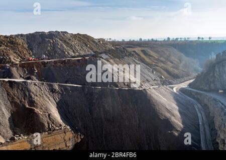 Paysages de tas de déblais dans une carrière dans le sud de l'Allemagne Banque D'Images