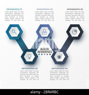 Modèle d'infographie vectoriel en 3 dimensions pour la présentation. Visualisation des données métier. Éléments abstraits. Concept créatif pour l'infographie. Illustration de Vecteur
