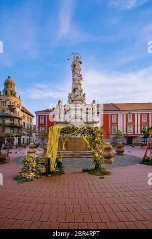 Monument de la Vierge Marie et de Saint Jean de Nepomuk sur la place de la liberté, Timisoara, Roumanie Banque D'Images