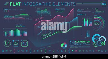 Les éléments d'infographie est une excellente collection de graphiques vectoriels, des graphiques et des diagrammes. Banque D'Images