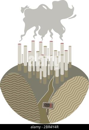 Illustration de la bannière ou du design de l'affiche de la Journée mondiale sans tabac. Concept de la façon dont le monde est gouverné par le tabac. - vecteur Illustration de Vecteur