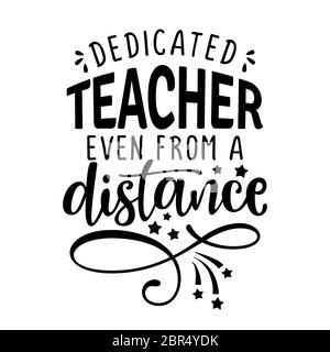 Professeur dédié même à distance - expression de lettrage de conscience. Illustration de Vecteur