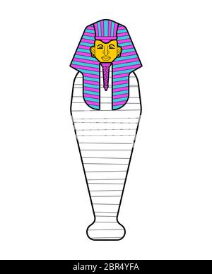 Sarcophage de pharaon isolé. Enterrement ancien roi égyptien Illustration de Vecteur