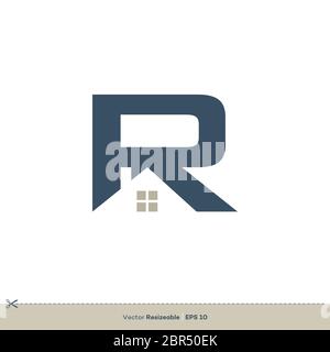Immobilier R lettre logo modèle Illustration Design Banque D'Images