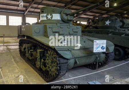 23 mars 2019 région de Moscou, Russie. Le réservoir américain de lumière de la période de la seconde guerre mondiale, Stuart, au Musée central des armes et équipements blindés Banque D'Images