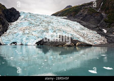 Glacier Coxe, glacier d'eau tidale à Barry Arm, fjord Harriman, baie Prince William près de Whittier, Alaska. Banque D'Images