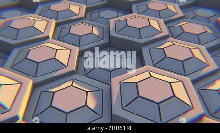 Arrière-plan abstrait hexagonal géométrique blanc. Illustration 3D Banque D'Images