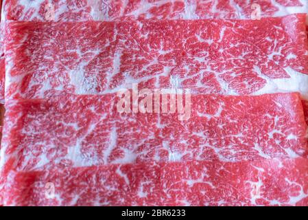 Pavé de boeuf Wagyu usinf Texture comme arrière-plan de l'alimentation Banque D'Images