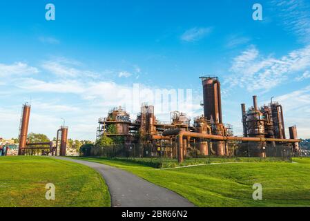 Gas Works Park dans la journée ensoleillée avec ciel bleu, Seattle, Washington, Etats-Unis. Banque D'Images