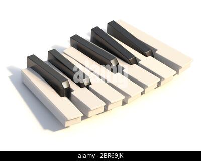 Unordered abstract clavier de piano d'une octave de rendu 3D illustration isolé sur fond blanc Banque D'Images