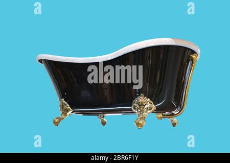 Beau style classique en noir et blanc avec baignoire sur pattes d'or luxueux , oject Banque D'Images