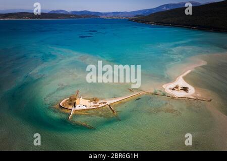 Île de Sicile (Agios Nikolaos), Lefkas. Vue aérienne de drone Banque D'Images