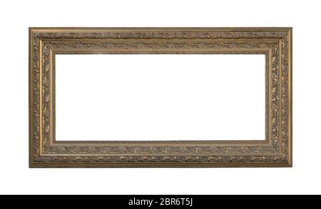 Rectangle bronze metal frame isolated on white Banque D'Images