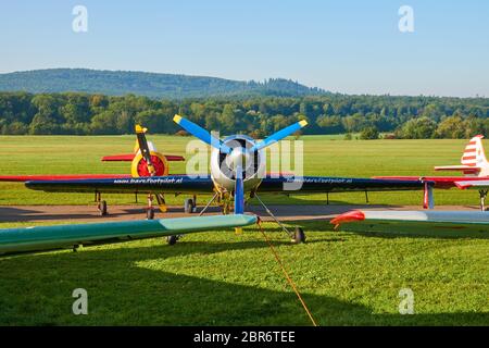 Hahnweide, Kirchheim unter Teck - 15 septembre 2019: Rencontre de l'ancien minuteur ( ancien minuteur Treffen ) Voir sur Sukhoi SU-29 Mark: PH-KAH. Kirchheim sur Hahnweide, Banque D'Images