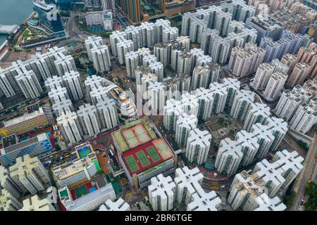 Hung Hom, Hong Kong 15 mai 2019: Vue de dessus du quartier résidentiel de Hong Kong Banque D'Images