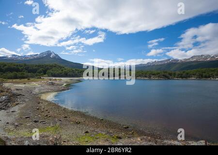 Paysage de la baie Lapataia, parc national Terre de Feu, Argentine. Vue d'Argentine Banque D'Images