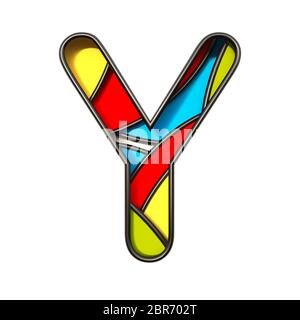 Couches multi couleur font Lettre Y le rendu 3D illustration isolé sur fond blanc Banque D'Images