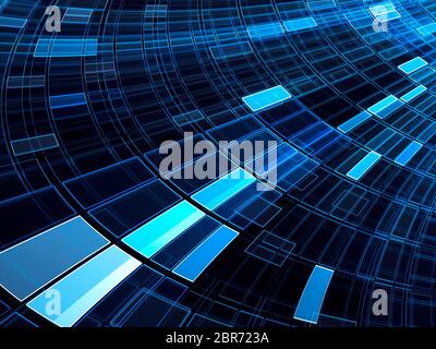 Abstract fractal - grille de fond style technologie. Image générée par ordinateur à rayures , les cellules et les effets de lumière. La composition en diagonale. Pour desktop Banque D'Images