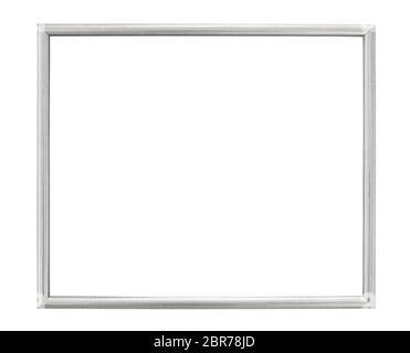 Cadre photo couleur argent isolé sur fond blanc avec clipping path Banque D'Images