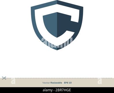 C modèle de logo lettre Vector Icon Design plat Illustration de Vecteur