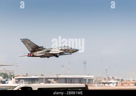 Blackhawk RAF décoller de l'aéroport de Gibraltar. Banque D'Images