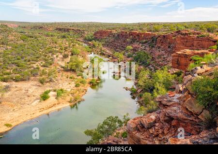 Murchison River de la Ross Graham Lookout - Kalbarri, WA, Australie Banque D'Images