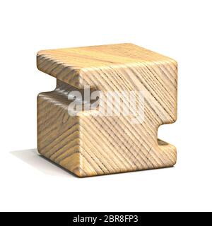 Cube de bois solides font Lettre Z 3D render illustration isolé sur fond blanc Banque D'Images