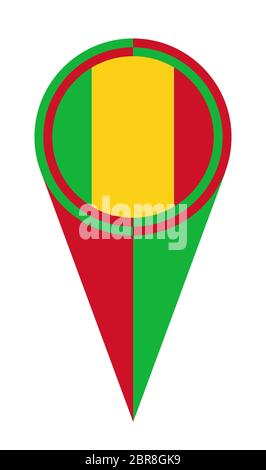 Mali pointeur de carte emplacement de l'icône marqueur drapeau pin Banque D'Images