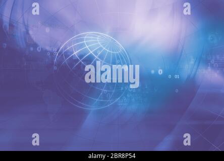 Arrière-plan graphique de studio numérique avec codes binaires et globe terrestre, arrière-plan de médias numériques. illustration 3d Banque D'Images