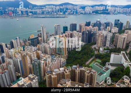 Tin Hau, Hong Kong 01 juin 2019 : vue aérienne de la ville de Hong Kong Banque D'Images