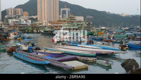 Aberdeen, Hong Kong 12 mai 2019 : port de pêche de Hong Kong dans la soirée Banque D'Images