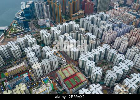 Hung Hom, Hong Kong 15 mai 2019: Vue de dessus du quartier résidentiel de Hong Kong Banque D'Images