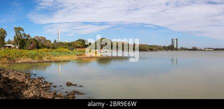 Lac Tana, la source du Nil Bleu et le plus grand lac en Ethiopie. La région d'Amhara, au nord-ouest des hautes terres d'Ethiopie, Afrique désert Banque D'Images