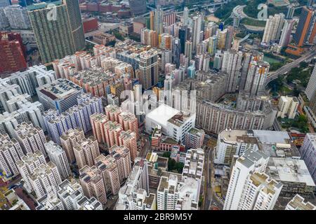 Hung Hom, Hong Kong 15 mai 2019: Vue de dessus du quartier résidentiel de Hong Kong Banque D'Images