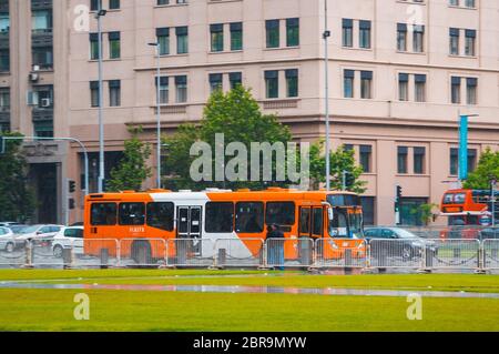 Santiago, Chili - octobre 2016 : un autobus Transantiago à Santiago Banque D'Images